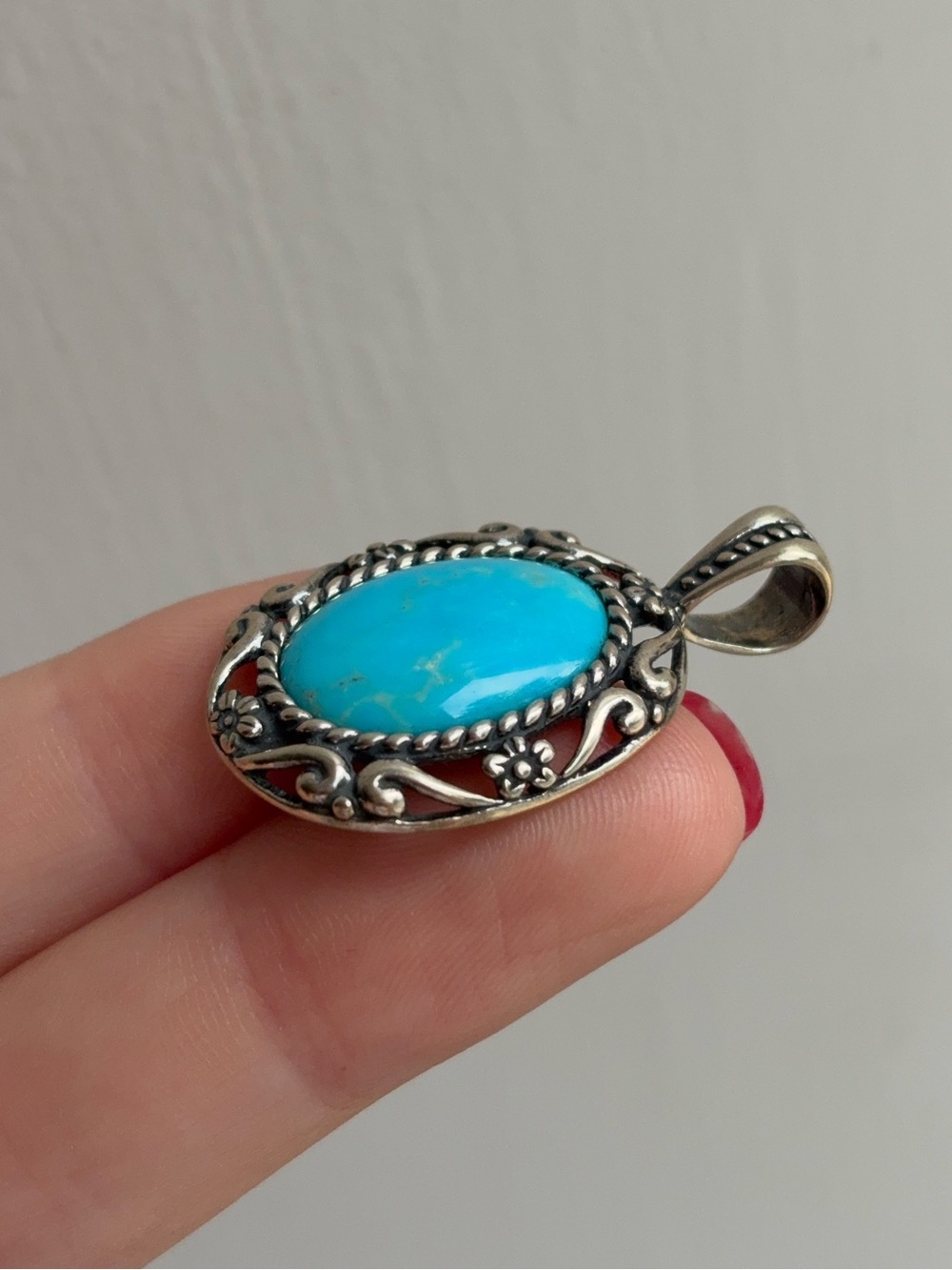 Carolyn Pollack Relios Sterling Silver Chunky Turquoise Southwestern Pendant - Picture 2 of 5